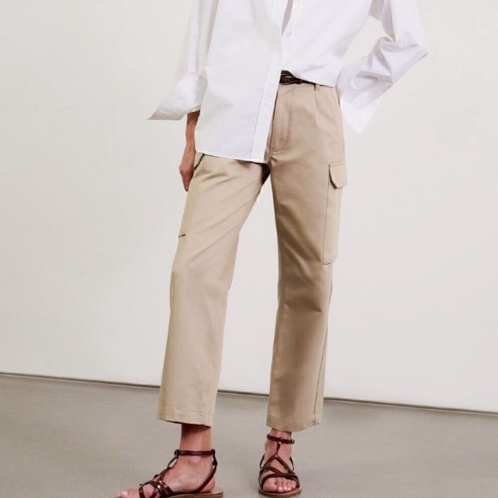 NWT Nili Lotan Yannic Cargo Pant Khaki Size 2